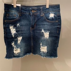 Jean Ripped Skirt